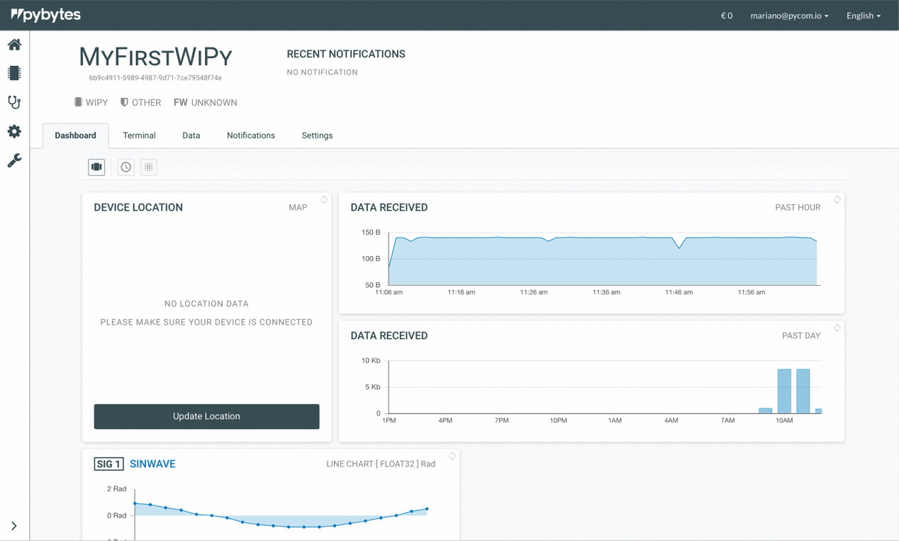 8.4 Visualise data from your device · Pycom Documentation